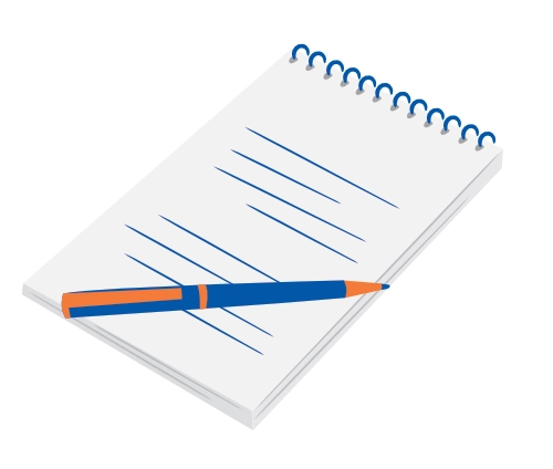Illustration of a pen on a notepad