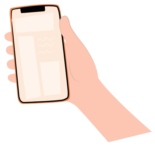 Illustration of a hand holding a mobile phone